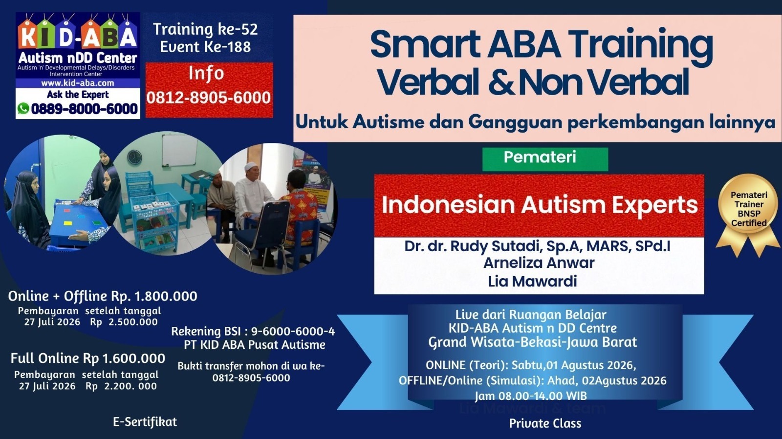 SmartABA™ Training Verbal & Non Verbal<br />
Training ke-50 » Event ke-186 + e-Sertifikat