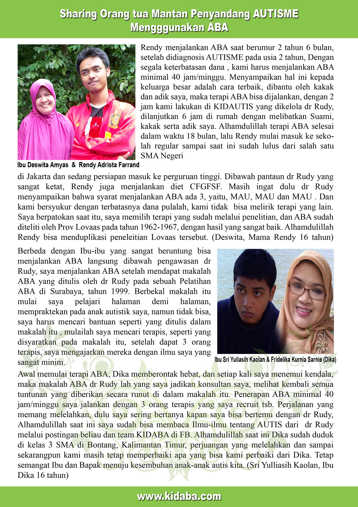 Pelatihan ABA untuk AUTISME