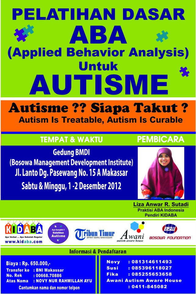 Pelatihan Dasar ABA 9Applied Behavior Analysis) untuk AUTISME