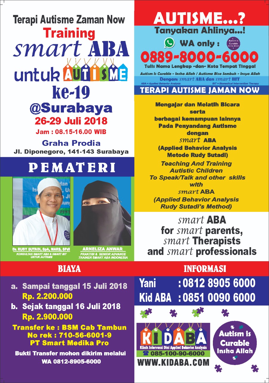 Pelatihan/Training smart ABA (Applied Behavior Analysis) untuk Autisme