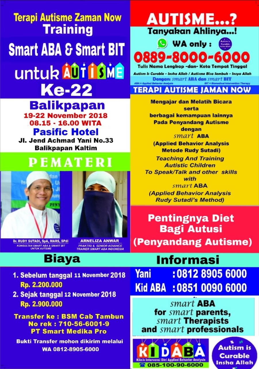 Training/Pelatihan/Workhshop/Seminar/Konferensi ABA untuk AUTISME